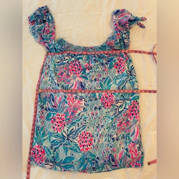 Lilly Pulitzer MaryEllen Off the Shoulder Dress - Zanzibar Blue Party Princess M - Picture 5 of 8